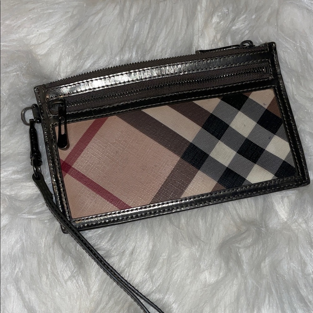 Burberry Nova Check Zip Wristlet Clutch